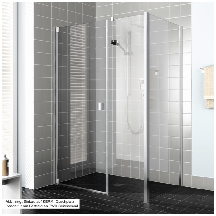 Kermi Raya Pendeltür 1-flügelig mit Festfeld 150 cm, Anschlag links für Nische und Kombination festfeldseitig