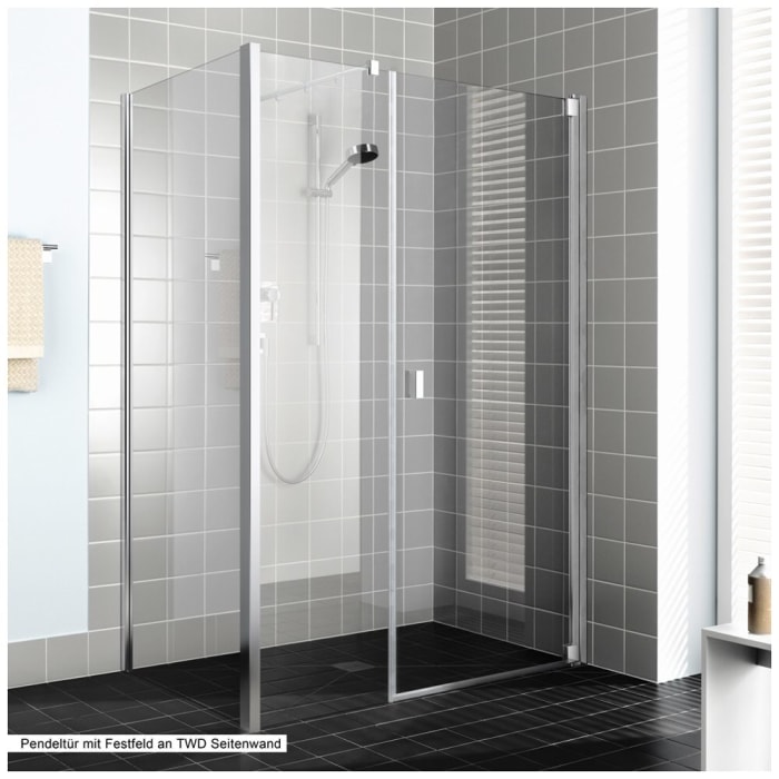 Kermi Raya Pendeltür 1-flügelig mit Festfeld 100 cm, Anschlag rechts für Nische und Kombination festfeldseitig