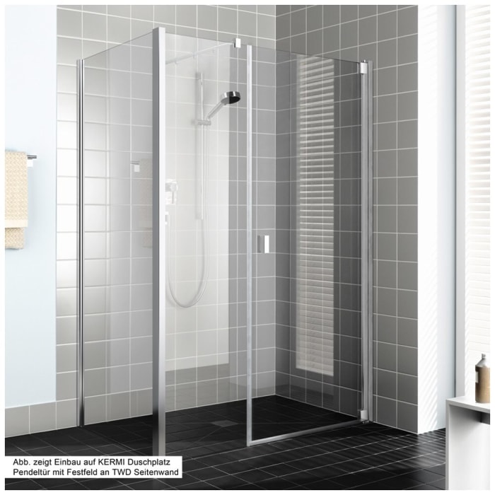 Kermi Raya Pendeltür 1-flügelig mit Festfeld 150 cm, Anschlag rechts für Nische und Kombination festfeldseitig