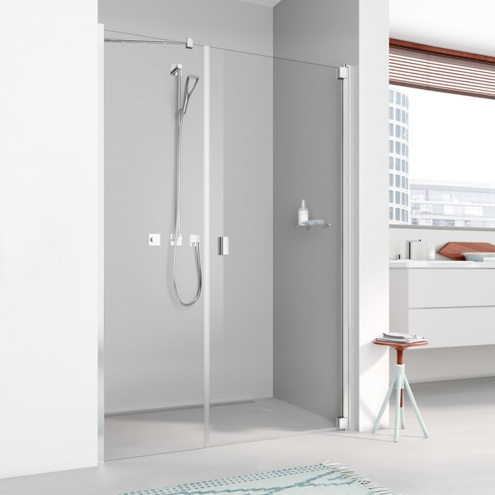 Kermi Raya Pendeltür 1-flügelig mit Festfeld 120 cm, Anschlag rechts für Nische und Kombination festfeldseitig