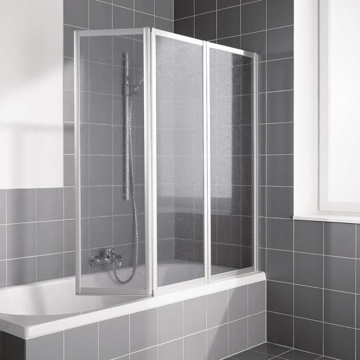 Kermi Vario 2000 Faltwand 3-flügelig auf Badewanne 100 x 140 cm