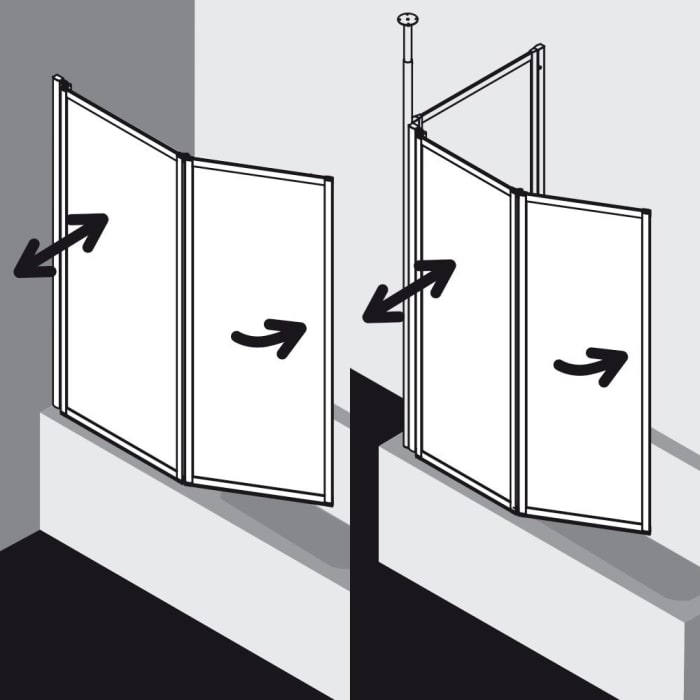 Kermi Vario 2000 Faltwand 2-flügelig auf Badewanne 115 x 140 cm