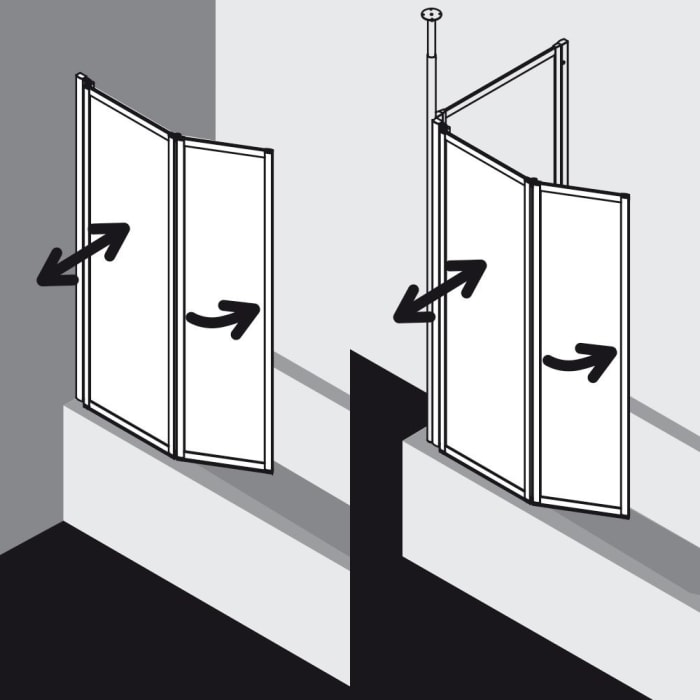 Kermi Vario 2000 Faltwand 2-flügelig auf Badewanne 100 x 140 cm