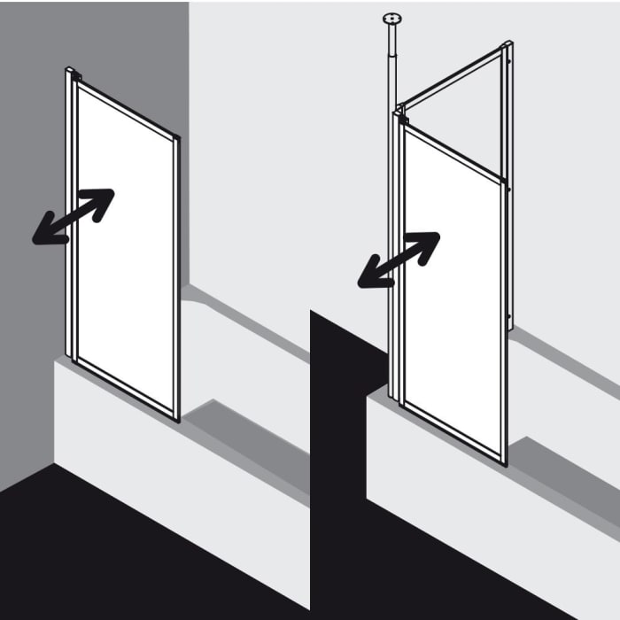 Kermi Vario 2000 Pendelflügel auf Badewanne 75 x 140 cm