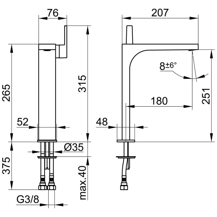 Keuco EDITION 11 Einhebel-Waschtischmischer 250, ohne Ablaufgarnitur