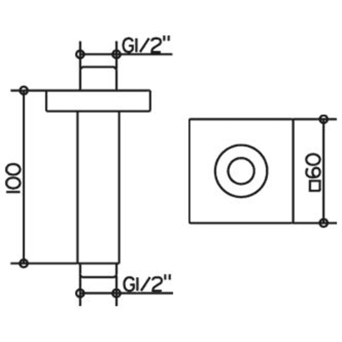 Keuco Brausearm für Deckenanschluss, Höhe 10 cm, eckig