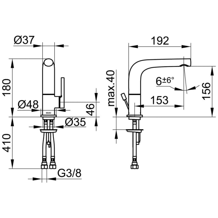 Keuco EDITION 400 Einhebel-Waschtischmischer 150, schwenkbar, ohne Ablaufgarnitur