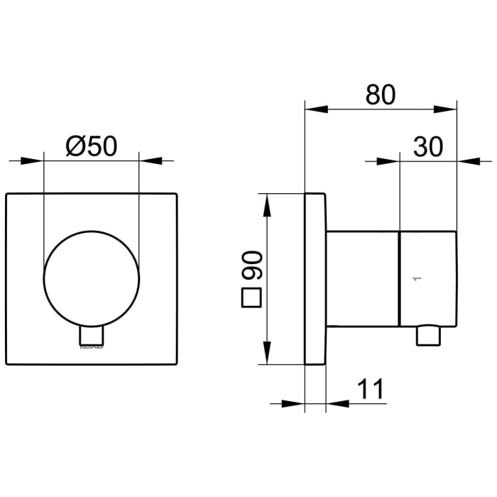 Keuco IXMO Ab- und Umstellventil für 2 Verbraucher, Unterputz, Rosette eckig