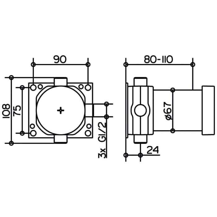Keuco IXMO UP Funktionseinheit für 3-Wege Umstellventil mit Schlauchanschluss DN15
