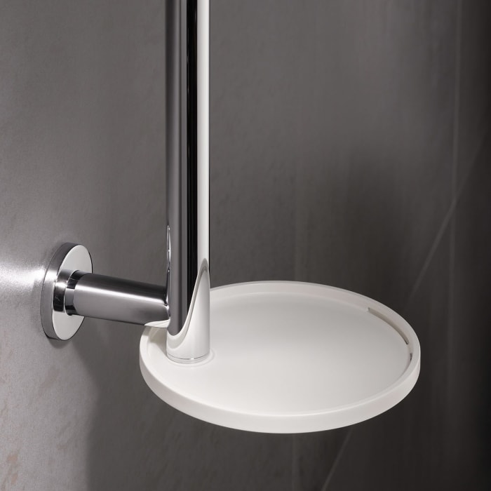 Keuco IXMO Brause-Set mit Brausestange, Ablage, Schlauch und Handbrause, runde Rosetten