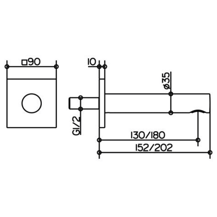 Keuco IXMO Wanneneinlauf Unterputz, Ausladung 18 cm, Rosette eckig