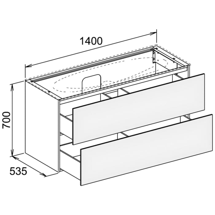 Keuco EDITION 11 Waschtischunterbau 140 x 53,5 cm, beleuchtet