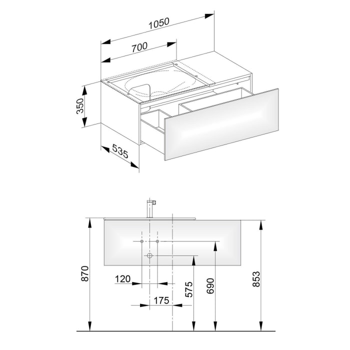 Keuco EDITION 11 Waschtischunterbau 105 x 53,5 cm links, beleuchtet