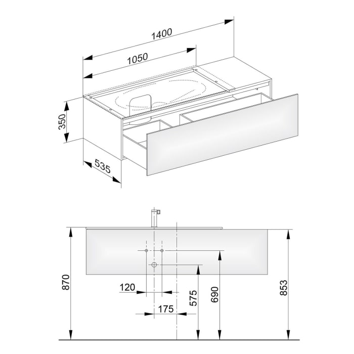 Keuco EDITION 11 Waschtischunterbau 140 x 53,5 cm links