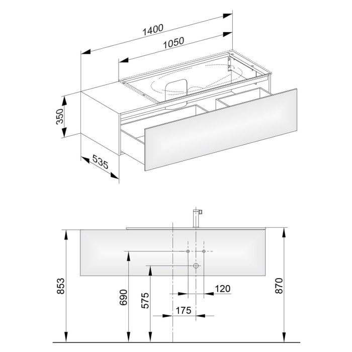Keuco EDITION 11 Waschtischunterbau 140 x 53,5 cm rechts