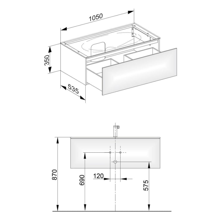 Keuco EDITION 11 Waschtischunterbau 105 x 53,5 cm