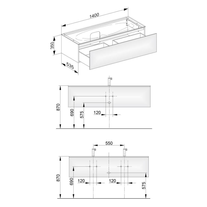 Keuco EDITION 11 Waschtischunterbau 140 x 53,5 cm