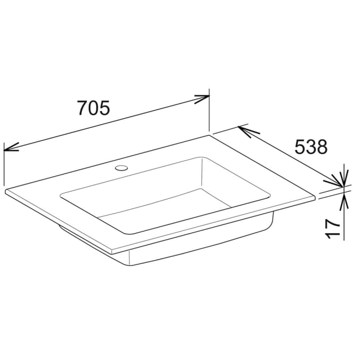 Keuco Royal 60 Keramik-Waschtisch 70,5 cm mit 1 Hahnloch