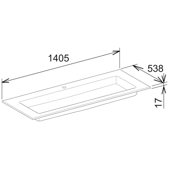Keuco Royal 60 Keramik-Waschtisch 140,5 cm mit 1 Hahnloch