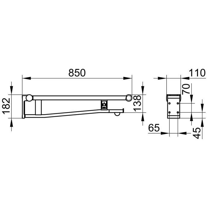 Keuco Plan Care Stützklappgriff WC 85 cm; links