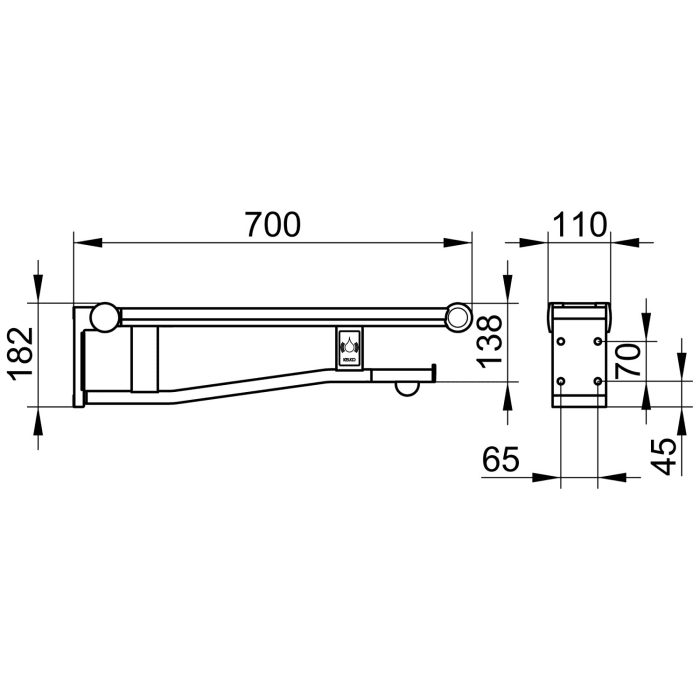 Keuco Plan Care Stützklappgriff WC 70 cm links