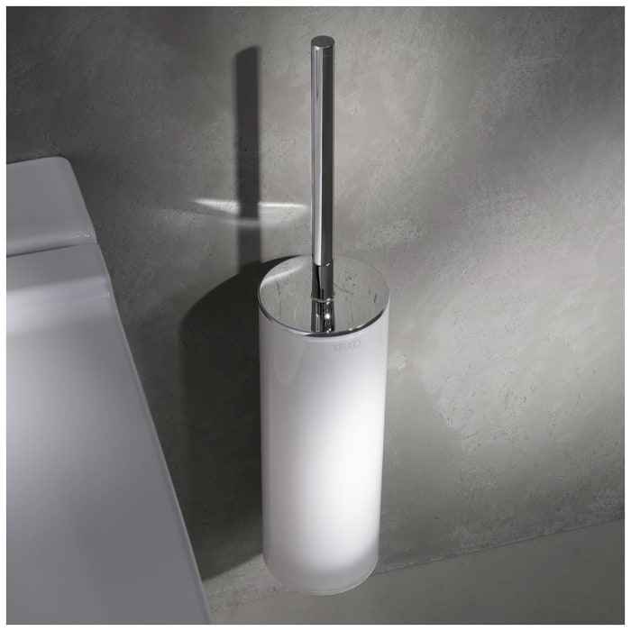 Keuco EDITION 400 Toilettenbürstengarnitur mit Glasgehäuse und Deckel, Wandmodell