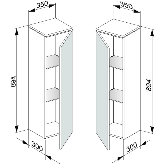Keuco EDITION 400 Mittelschrank 35 x 89,4 x 30 cm, Anschlag links