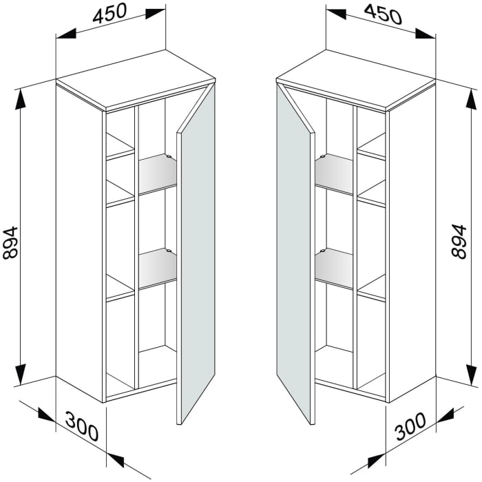 Keuco EDITION 400 Mittelschrank 45 x 89,4 x 30 cm, Anschlag rechts