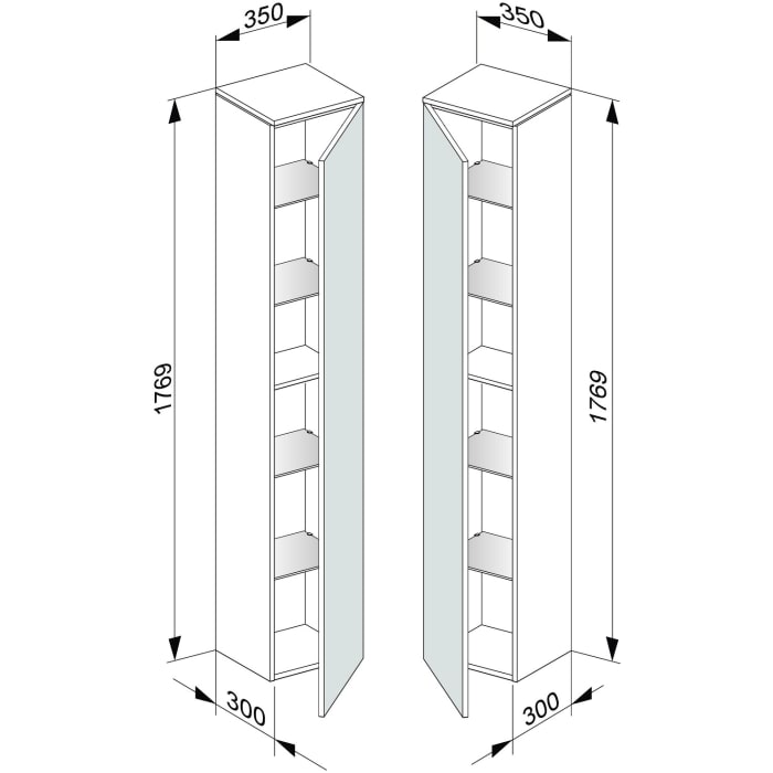 Keuco EDITION 400 Hochschrank 35 x 30 x 176,9 cm, Anschlag links