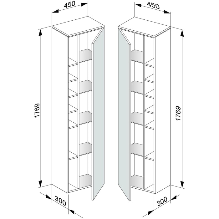 Keuco EDITION 400 Hochschrank 45 x 30 x 176,9 cm, Anschlag links