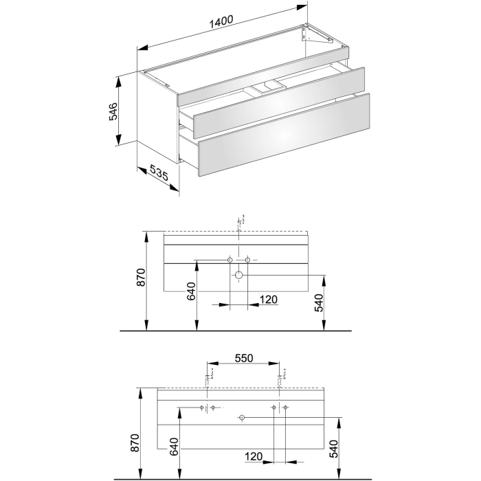 Keuco EDITION 400 Waschtischunterbau 140 x 53,5 cm