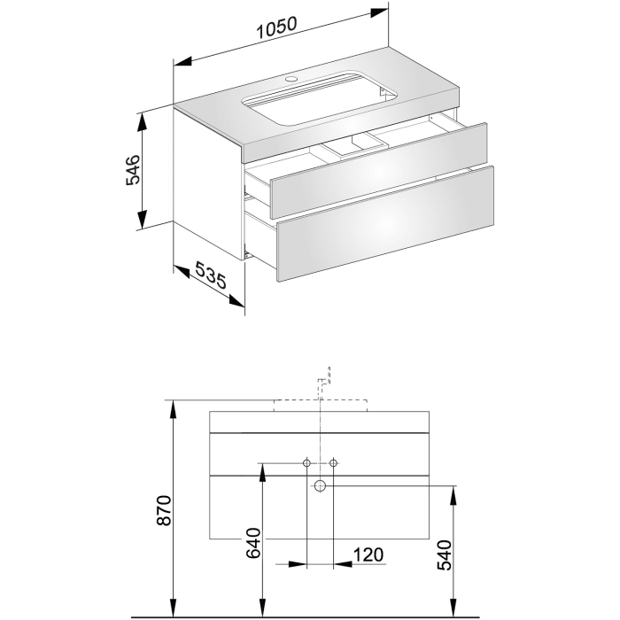 Keuco EDITION 400 Waschtischunterbau 105 x 53,5 cm, mit Hahnlochbohrung