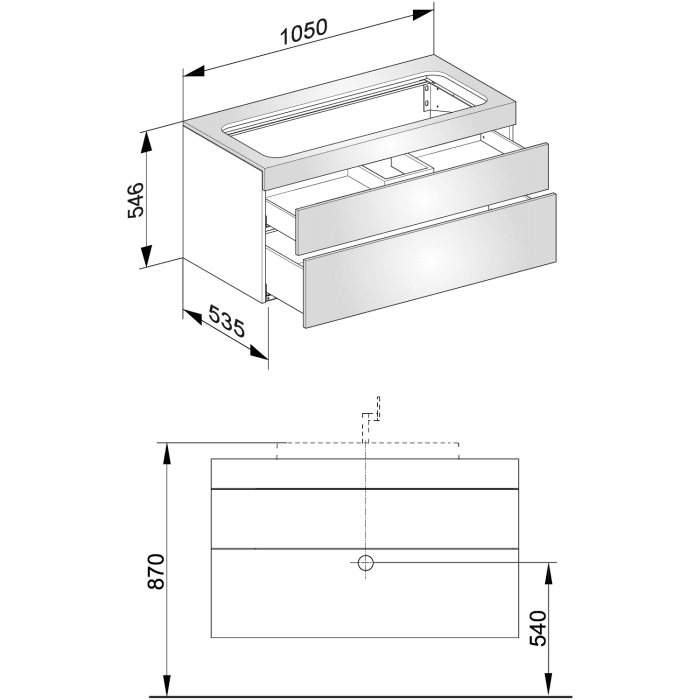 Keuco EDITION 400 Waschtischunterbau 105 x 53,5 cm, ohne Hahnlochbohrung