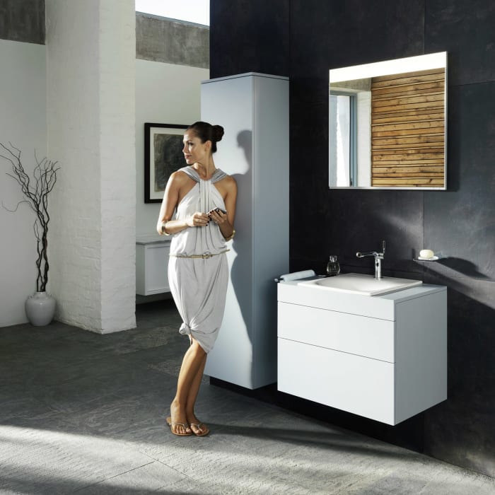 Keuco EDITION 400 Badspiegel 71 x 65 cm mit stufenlos einstellbarer Lichtfarbe und eleganter Beleuchtung