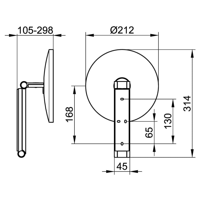 Keuco iLook Kosmetikspiegel rund, 5-fach Vergrößerung, Wandmodell