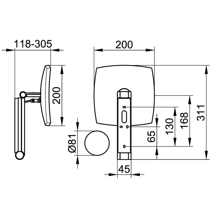 Keuco iLook-move Kosmetikspiegel rechteckig mit 5-fach Vergrößerung, UP-Kabelführung, Wandmodell