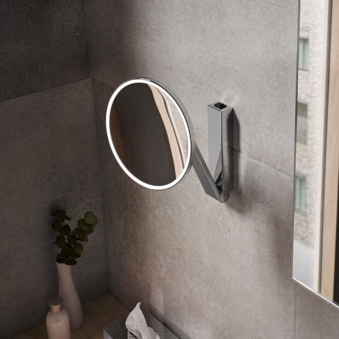 Keuco iLook-move Kosmetikspiegel, rund mit 5-fach Vergrößerung, LED Beleuchtung, Wandmodell