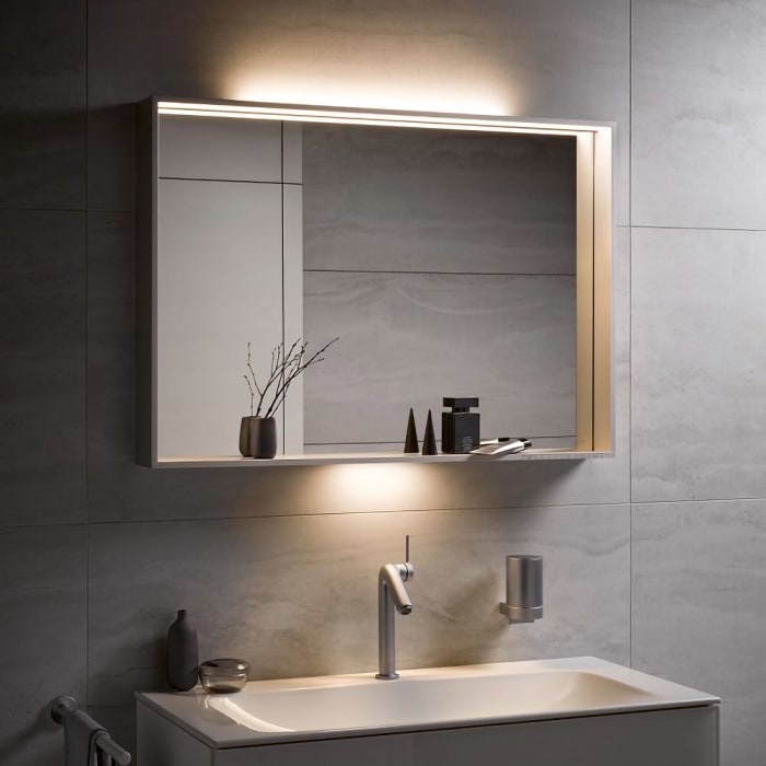 Keuco Collection Plan Badspiegel 120 x 70 cm mit Spiegelheizung in silber gebeizt eloxiert