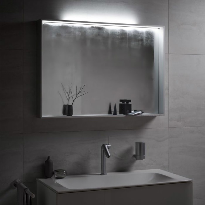 Keuco Collection Plan Badspiegel mit Spiegelheizung in silber gebeizt eloxiert - 80 x 70 cm