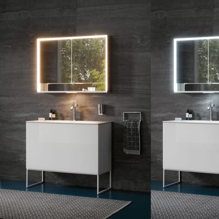 Keuco Royal Lumos Wandeinbau Spiegelschrank 65 x 73,5 cm, Anschlag links, DALI-steuerbar, offene Ablage