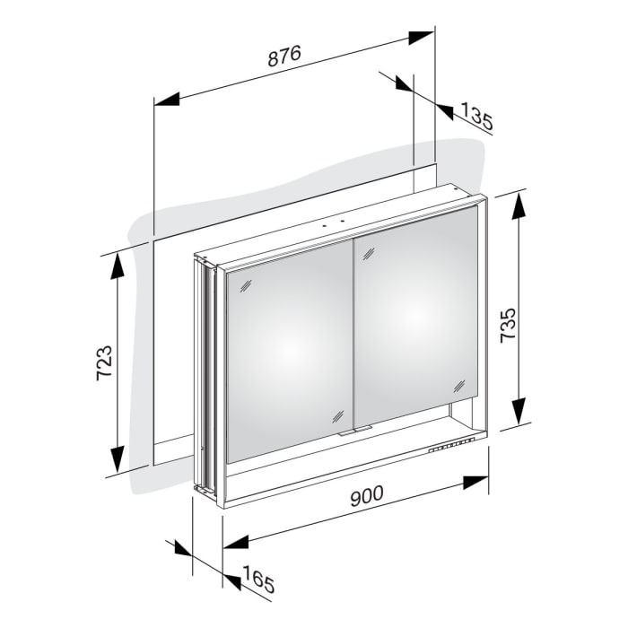 Keuco Royal Lumos Wandeinbau Spiegelschrank 90 x 73,5 cm, offene Ablage