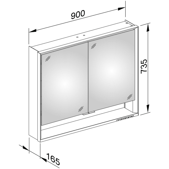 Keuco Royal Lumos Wandvorbau Spiegelschrank 90 x 73,5 cm, offene Ablage