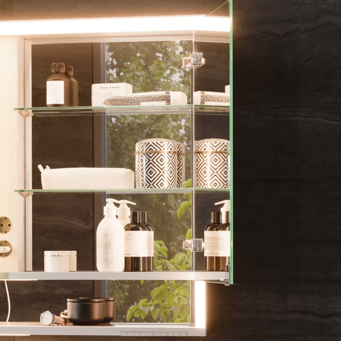 Keuco Royal Lumos Wandvorbau Spiegelschrank 120 x 73,5 cm, DALI-steuerbar, offene Ablage