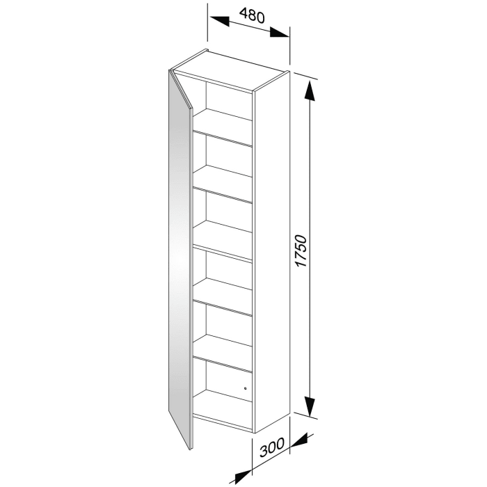 Keuco X-Line Hochschrank 48 x 175 cm, Türanschlag links