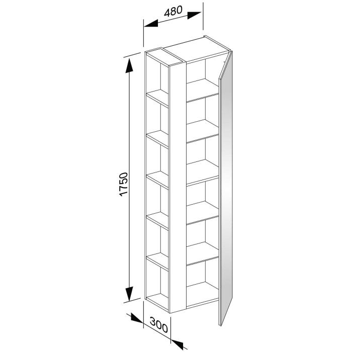 Keuco X-Line Hochschrank mit Regalfach 48 x 175 cm, Türanschlag rechts
