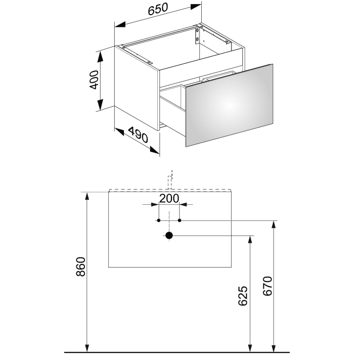 Keuco X-Line Waschtischunterbau 65 x 40 cm