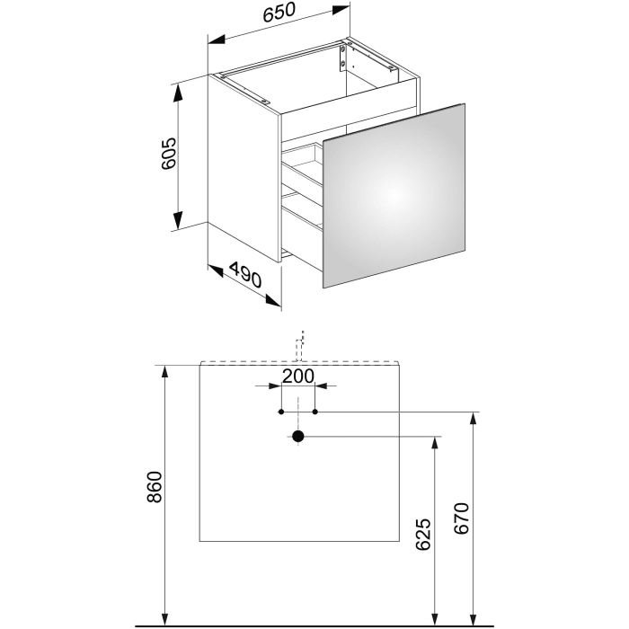 Keuco X-Line Waschtischunterbau 65 x 60,5 cm