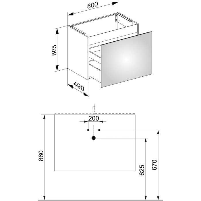 Keuco X-Line Waschtischunterbau 80 x 60,5 cm