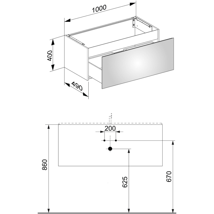 Keuco X-Line Waschtischunterbau 100 x 40 cm