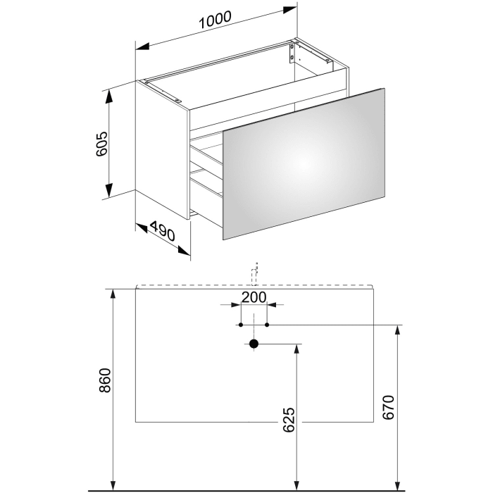 Keuco X-Line Waschtischunterbau 100 x 60,5 cm